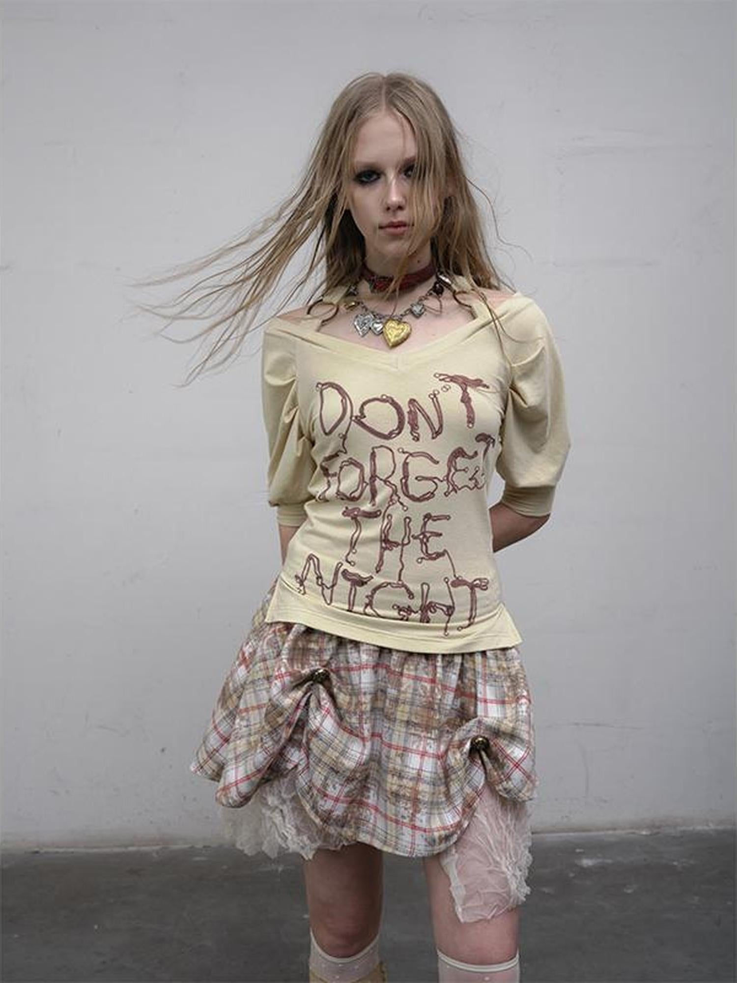 Vintage Punk Gothic Plaid Puffy Skirt