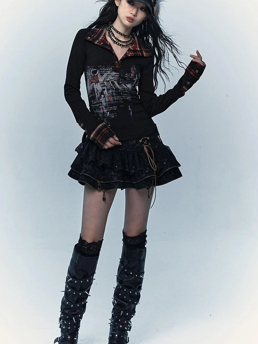 Vintage Punk Lace-Up Suede Mini A-Line Skirt Dresses