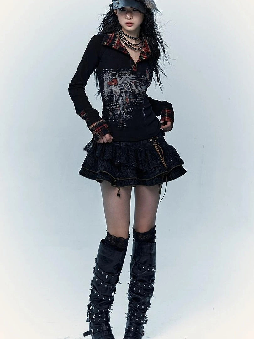 Vintage Punk Lace-Up Suede Mini A-Line Skirt Dresses