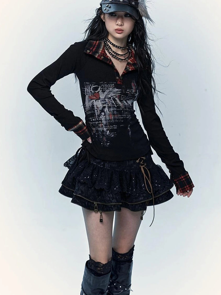 Vintage Punk Lace-Up Suede Mini A-Line Skirt Dresses