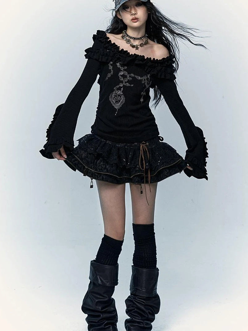 Vintage Punk Lace-Up Suede Mini A-Line Skirt Dresses