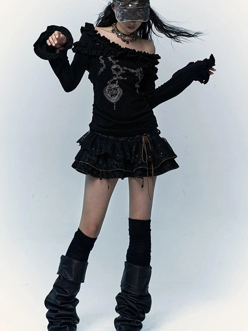 Vintage Punk Lace-Up Suede Mini A-Line Skirt Dresses