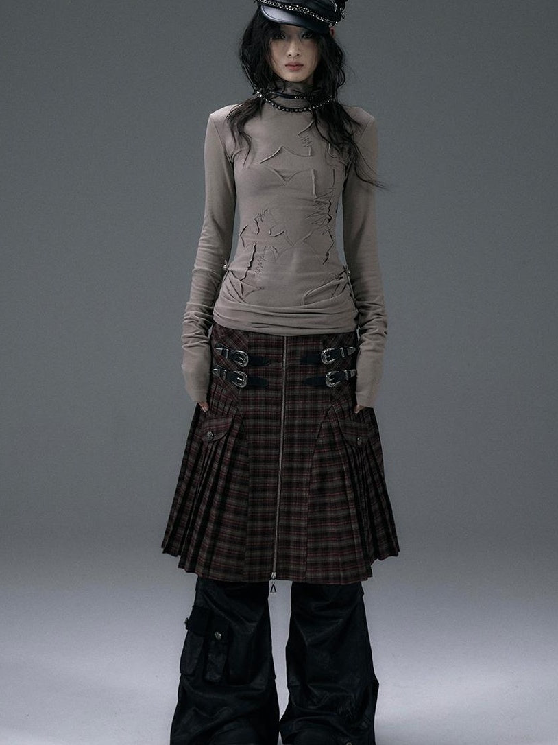 NO ROMANCE Vintage Punk Plaid A-Line Pleated Mini Skirt Dress
