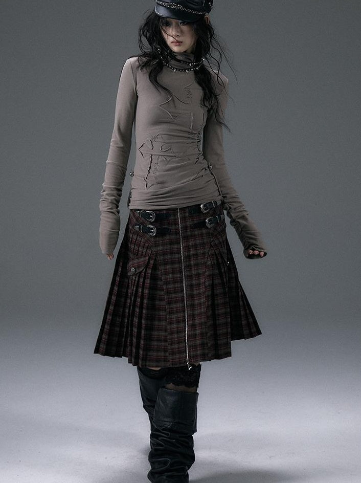 Vintage Punk Plaid A-Line Pleated Mini Skirt Dress