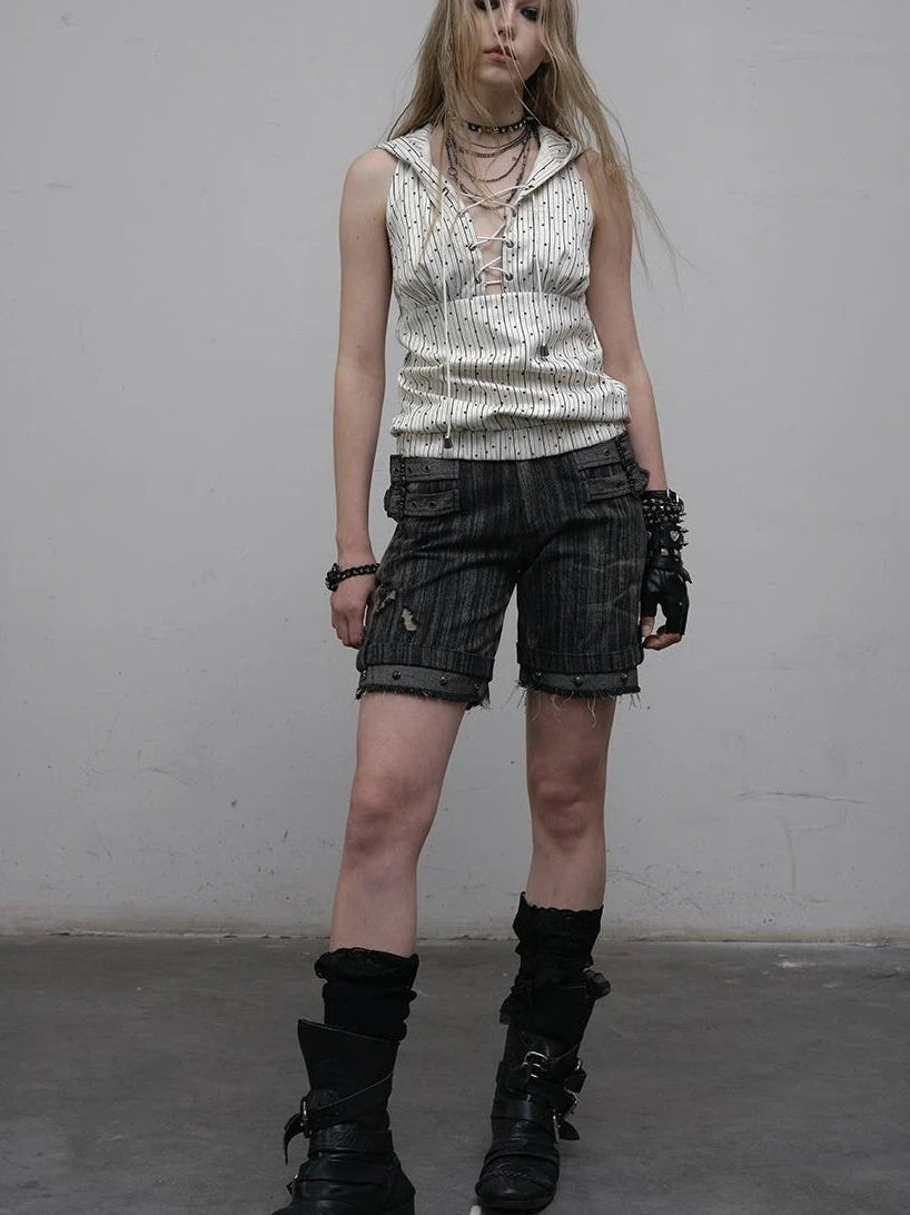 Vintage Punk Hoodie Vest Top