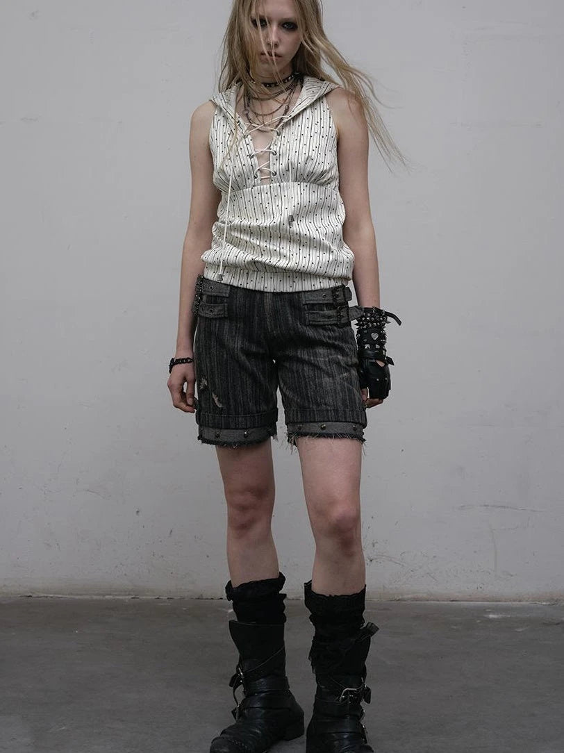 Vintage Punk Hoodie Vest Top