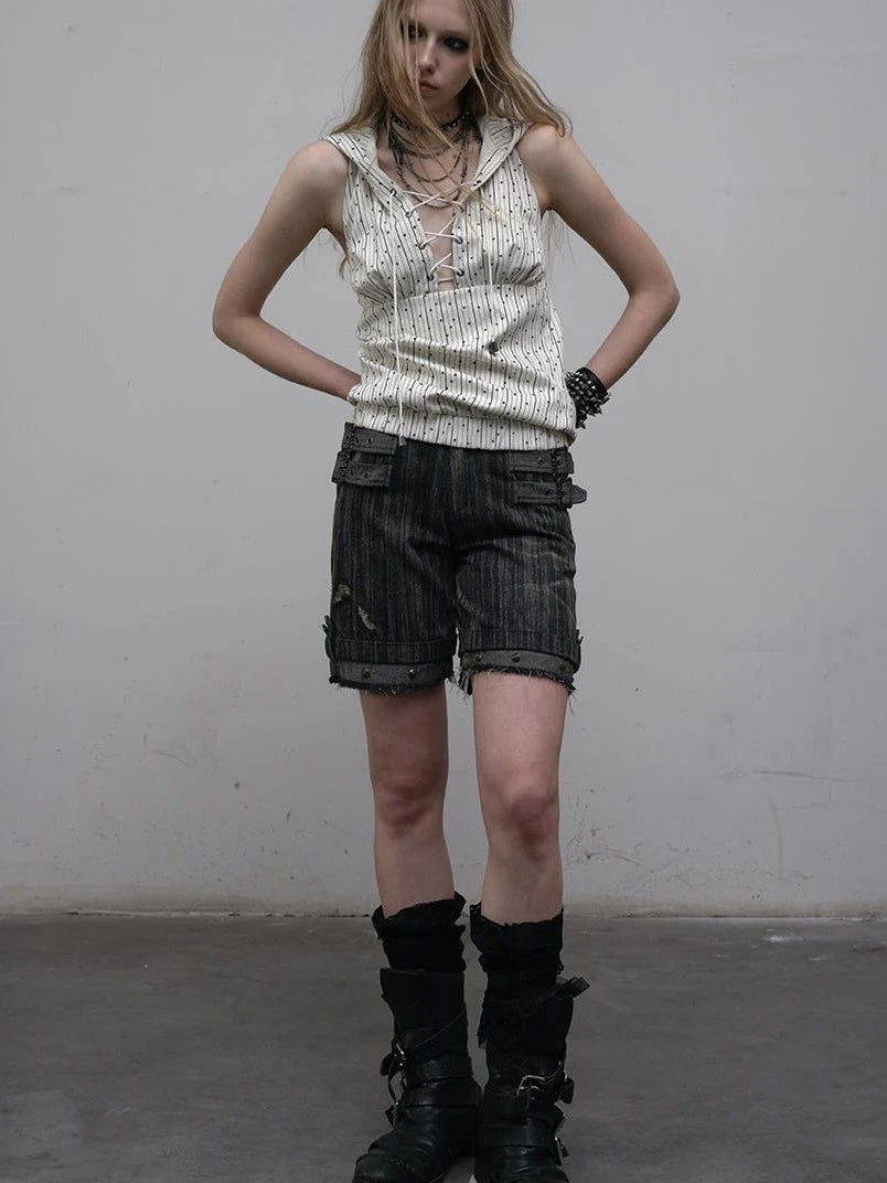 Vintage Punk Hoodie Vest Top