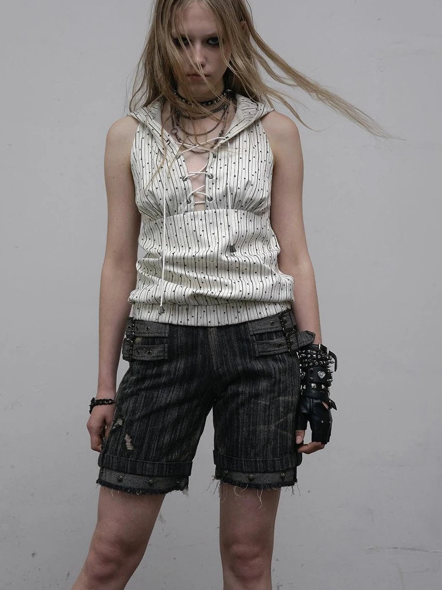 Vintage Punk Hoodie Vest Top