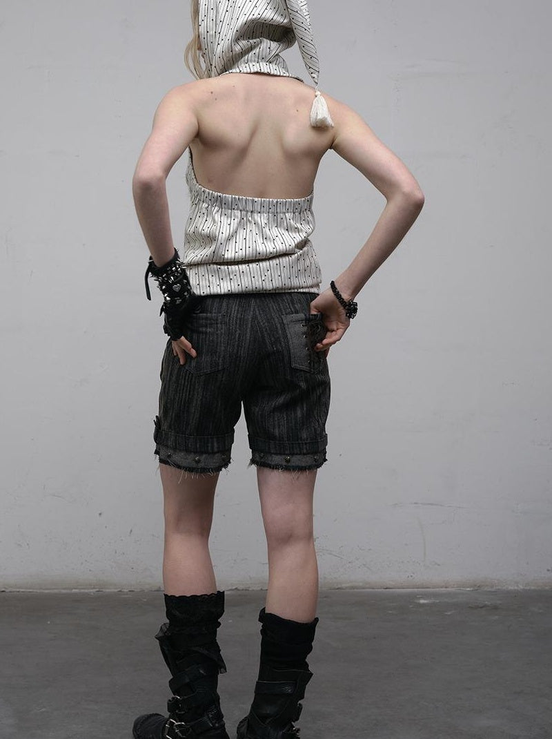 NO ROMANCE禁忌浪漫 Vintage Punk Playful Wizard Hoodie Vest Top