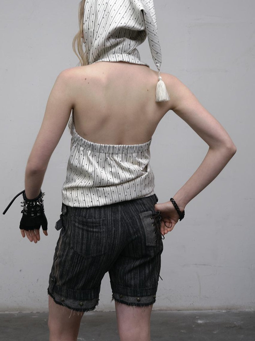 NO ROMANCE禁忌浪漫 Vintage Punk Playful Wizard Hoodie Vest Top