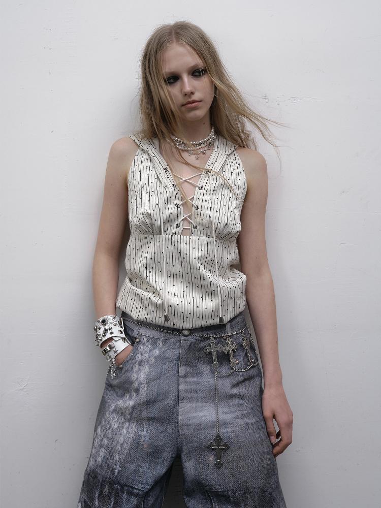 NO ROMANCE禁忌浪漫 Vintage Punk Playful Wizard Hoodie Vest Top