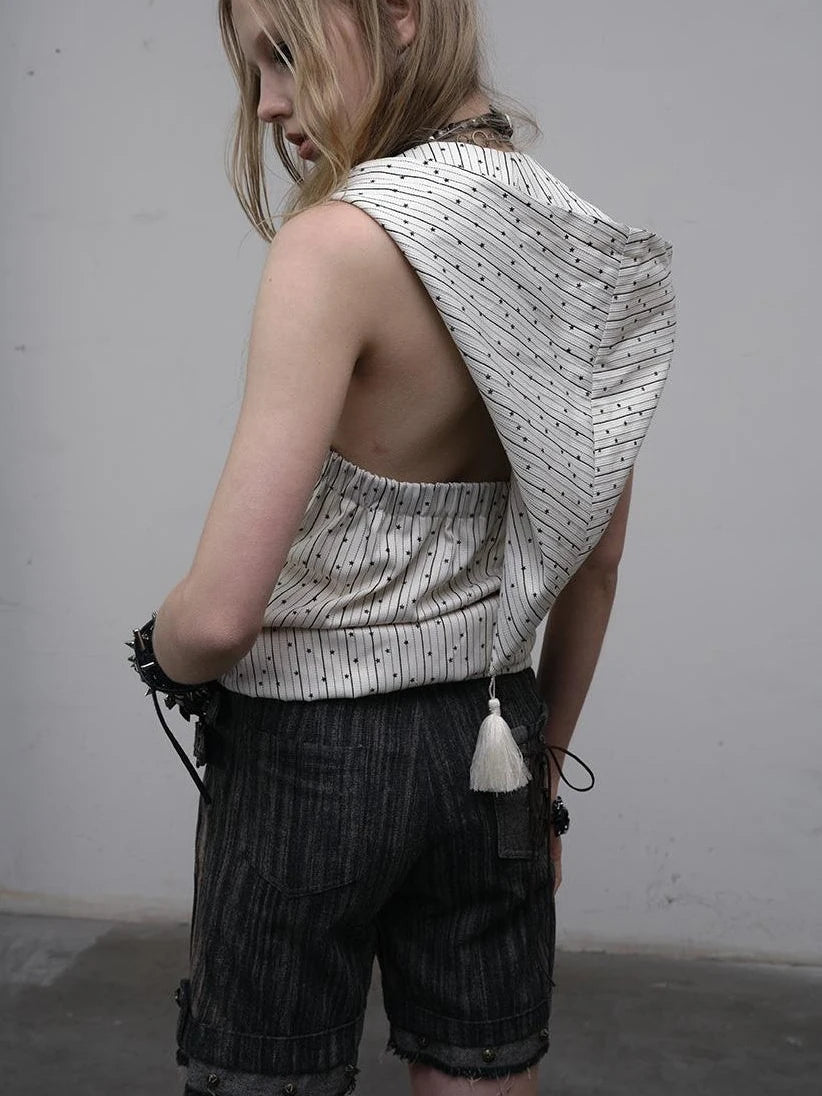 Vintage Punk Hoodie Vest Top