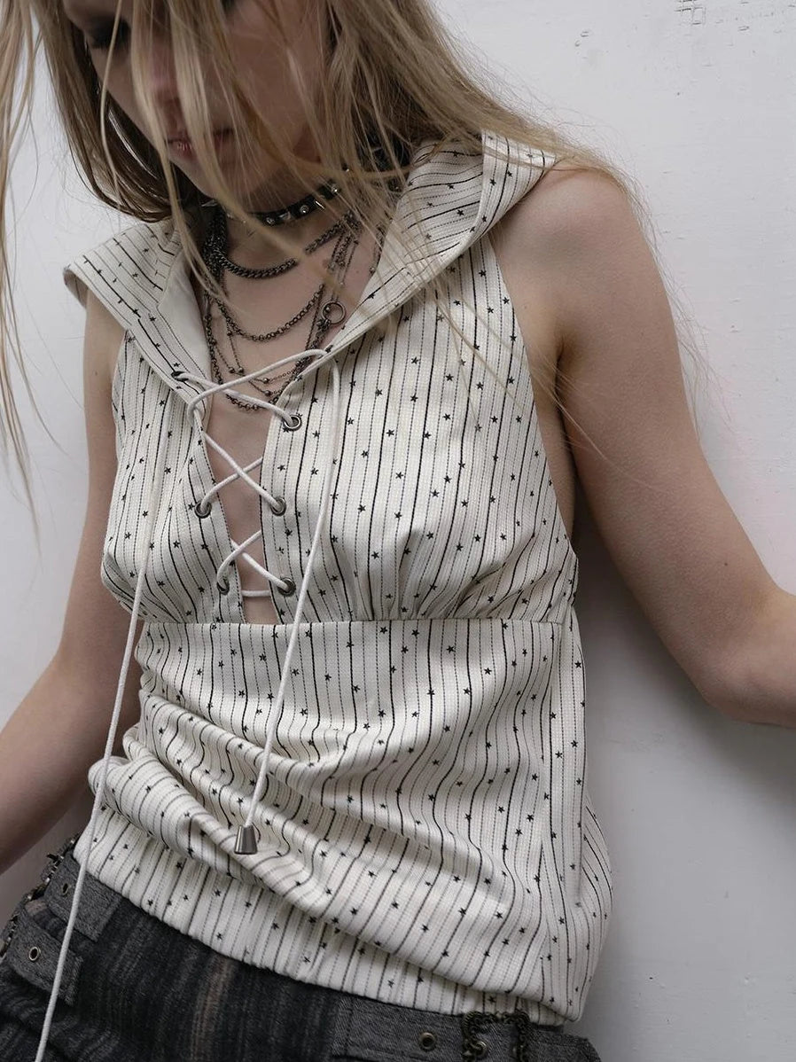 Vintage Punk Hoodie Vest Top