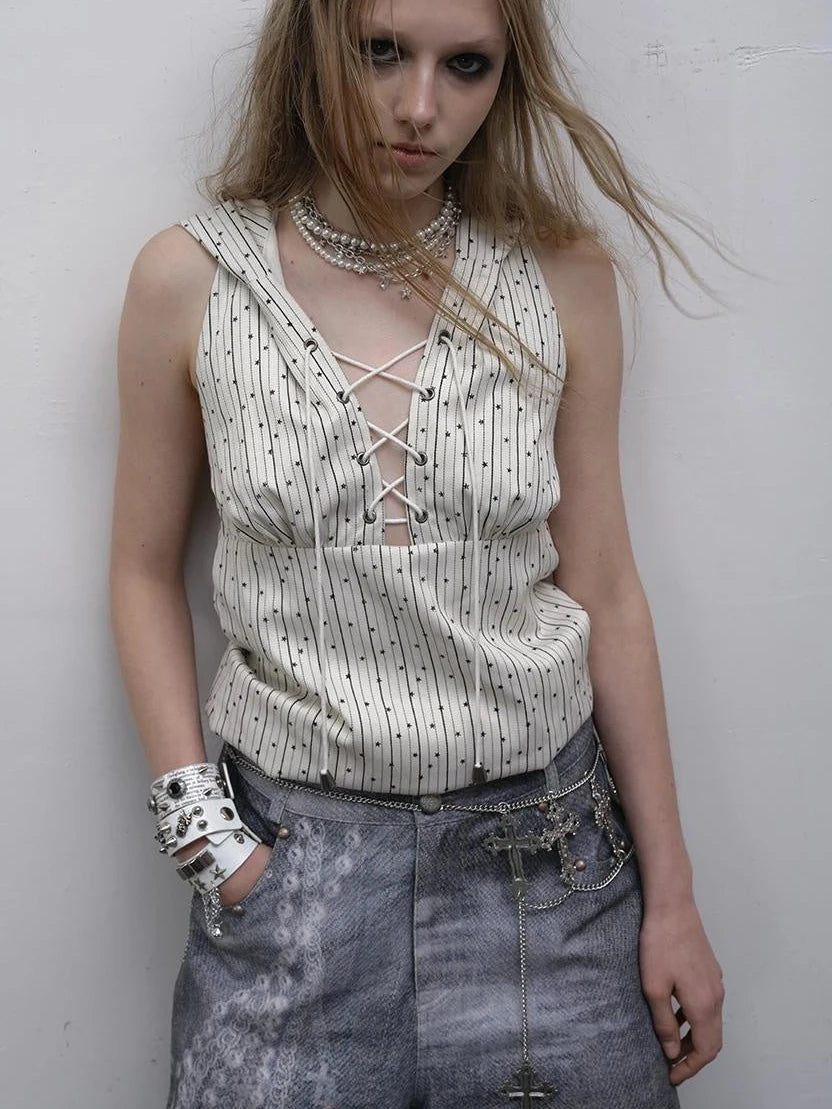 Vintage Punk Hoodie Vest Top