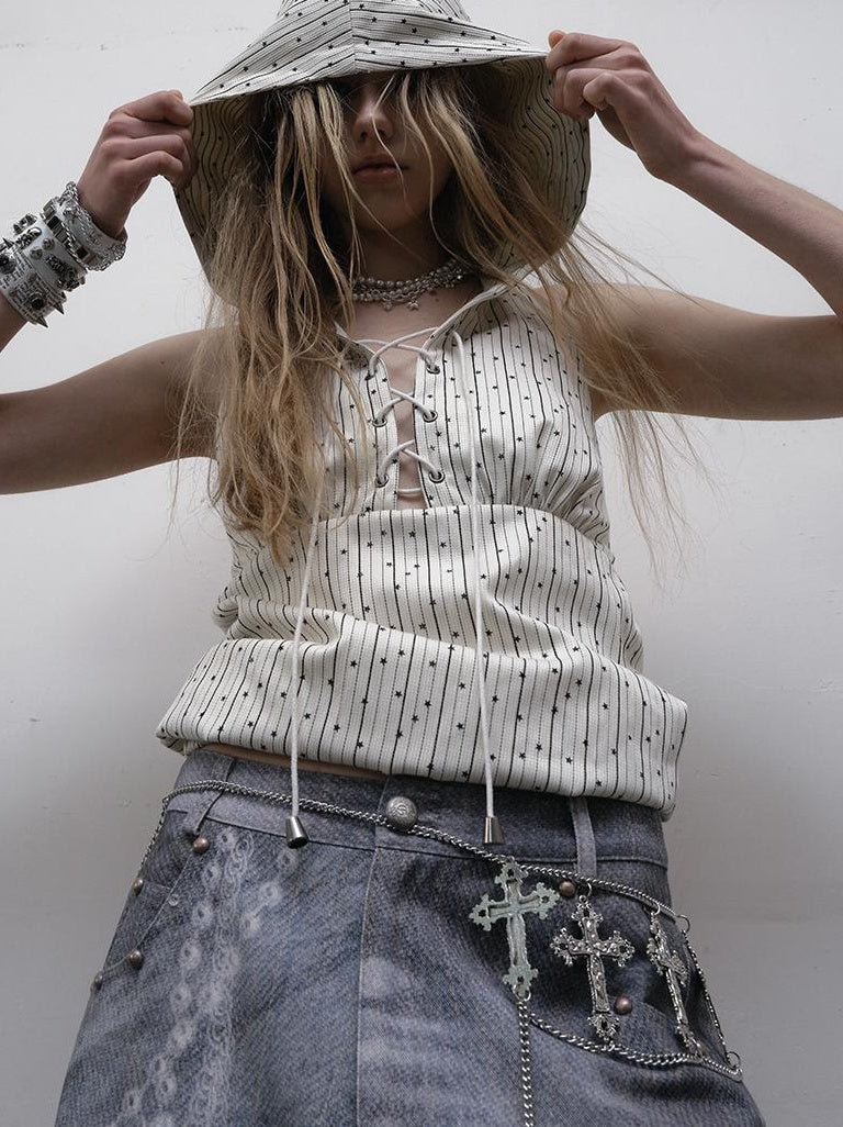 NO ROMANCE禁忌浪漫 Vintage Punk Playful Wizard Hoodie Vest Top