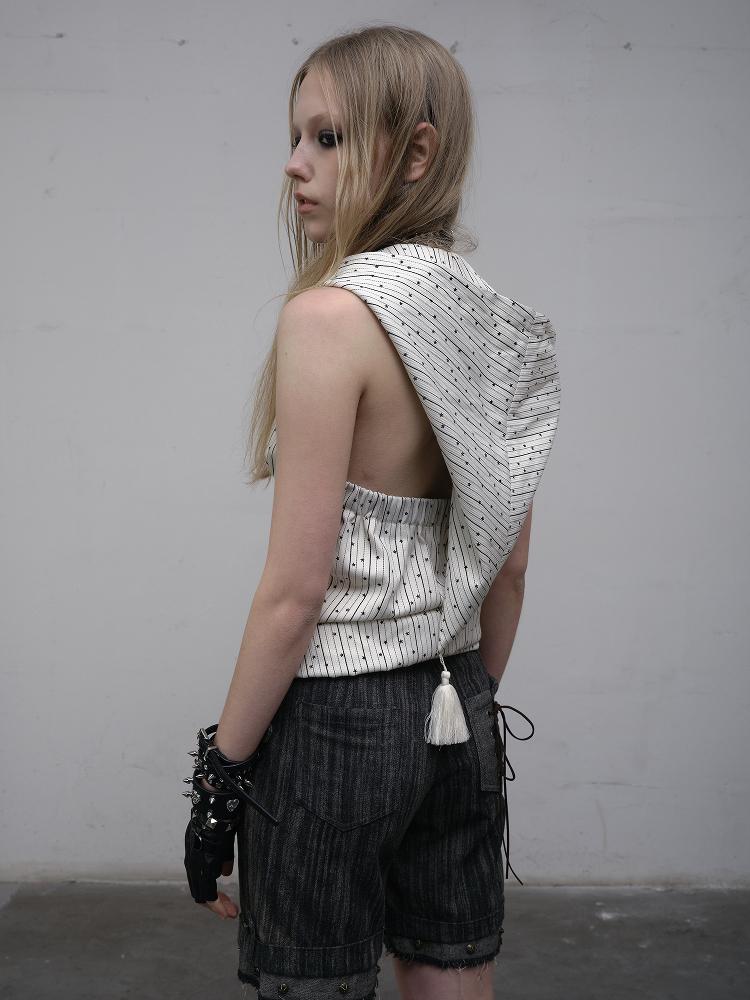 NO ROMANCE禁忌浪漫 Vintage Punk Playful Wizard Hoodie Vest Top