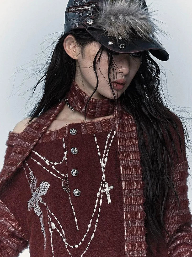 Vintage Punk Rivet Distressed Leather Flat Cap Hats
