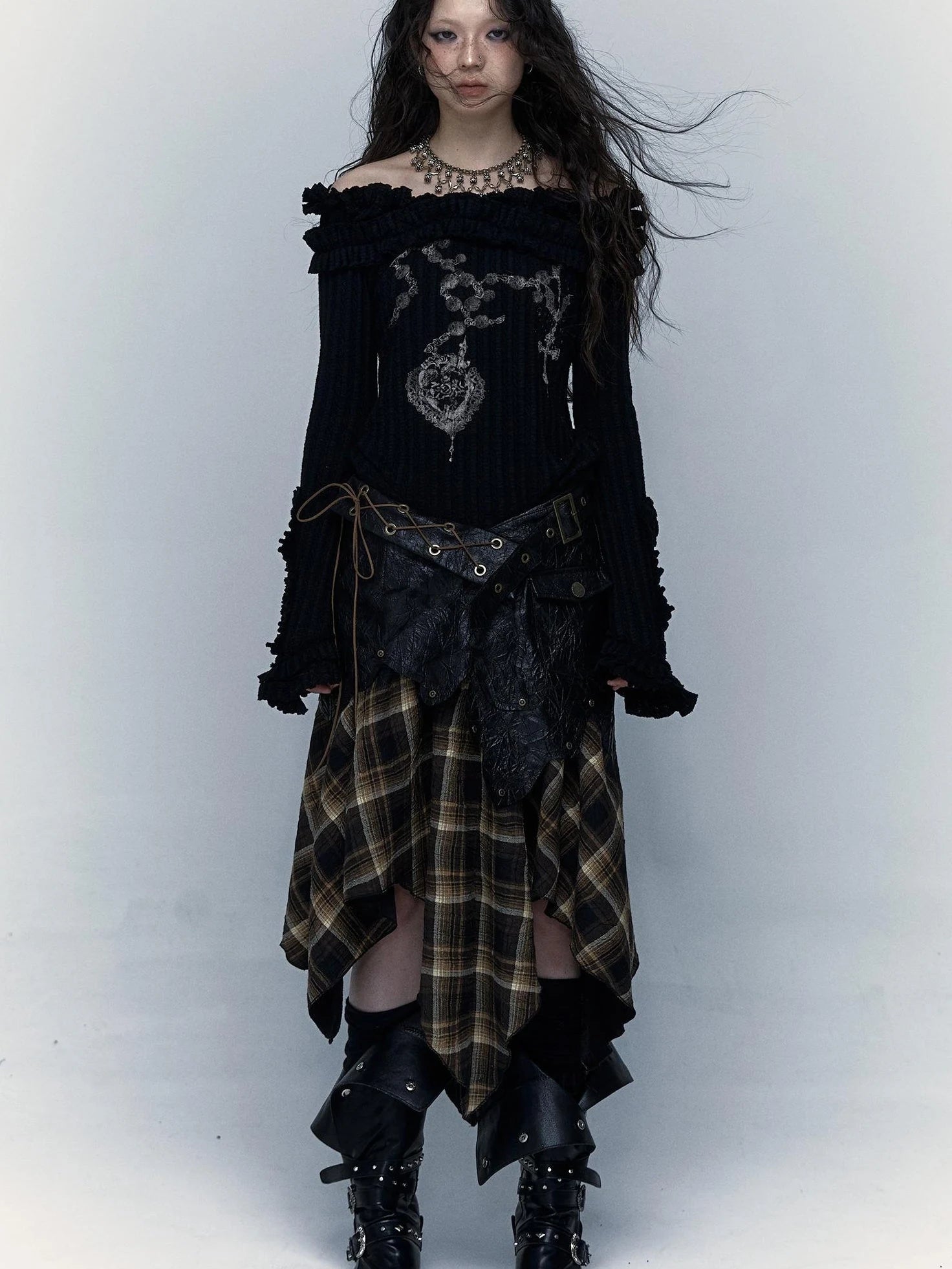 Vintage Punk Rock Cutout Corset Mini Skirt Dresses