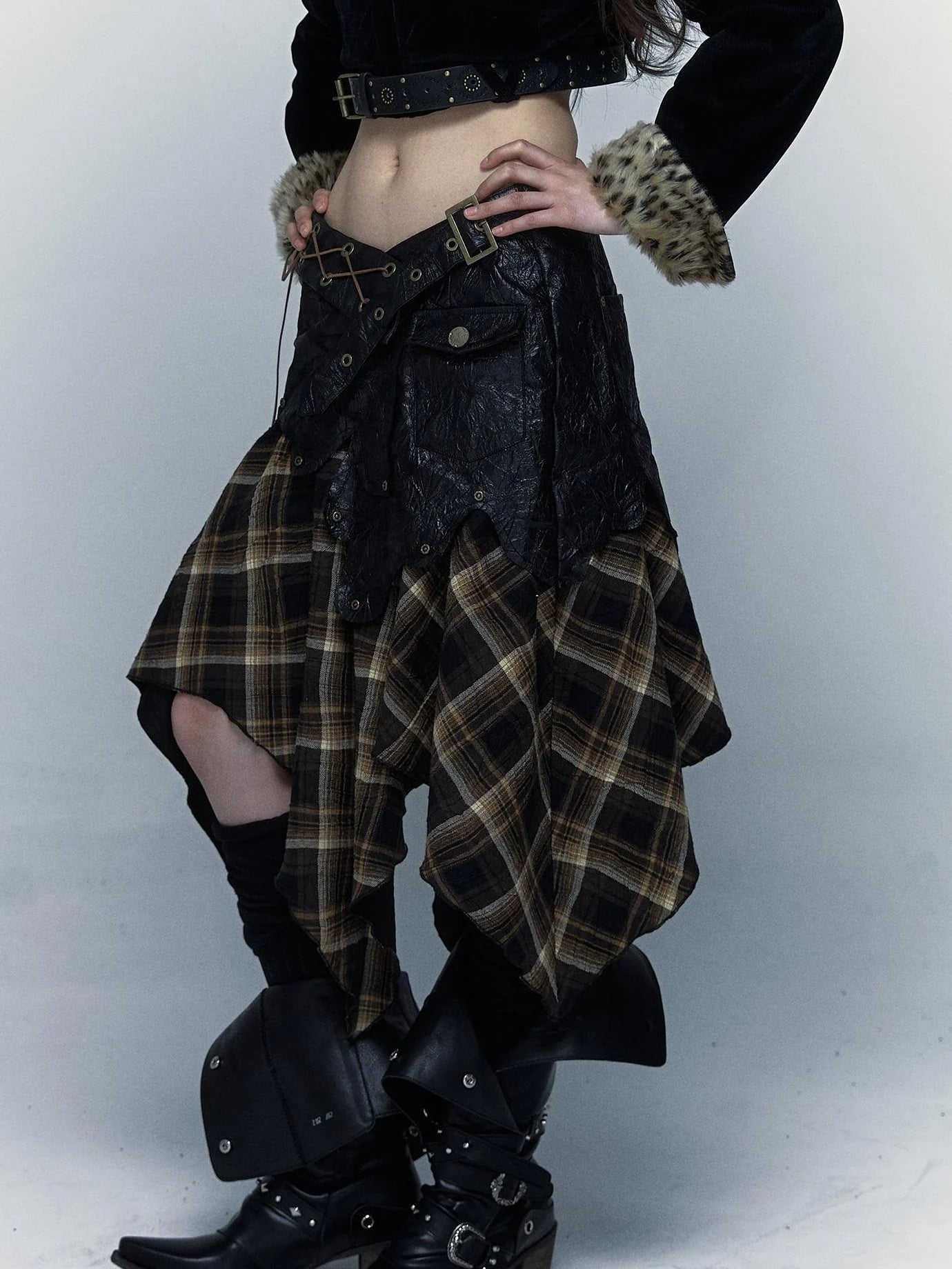 Vintage Punk Rock Cutout Corset Mini Skirt Dresses