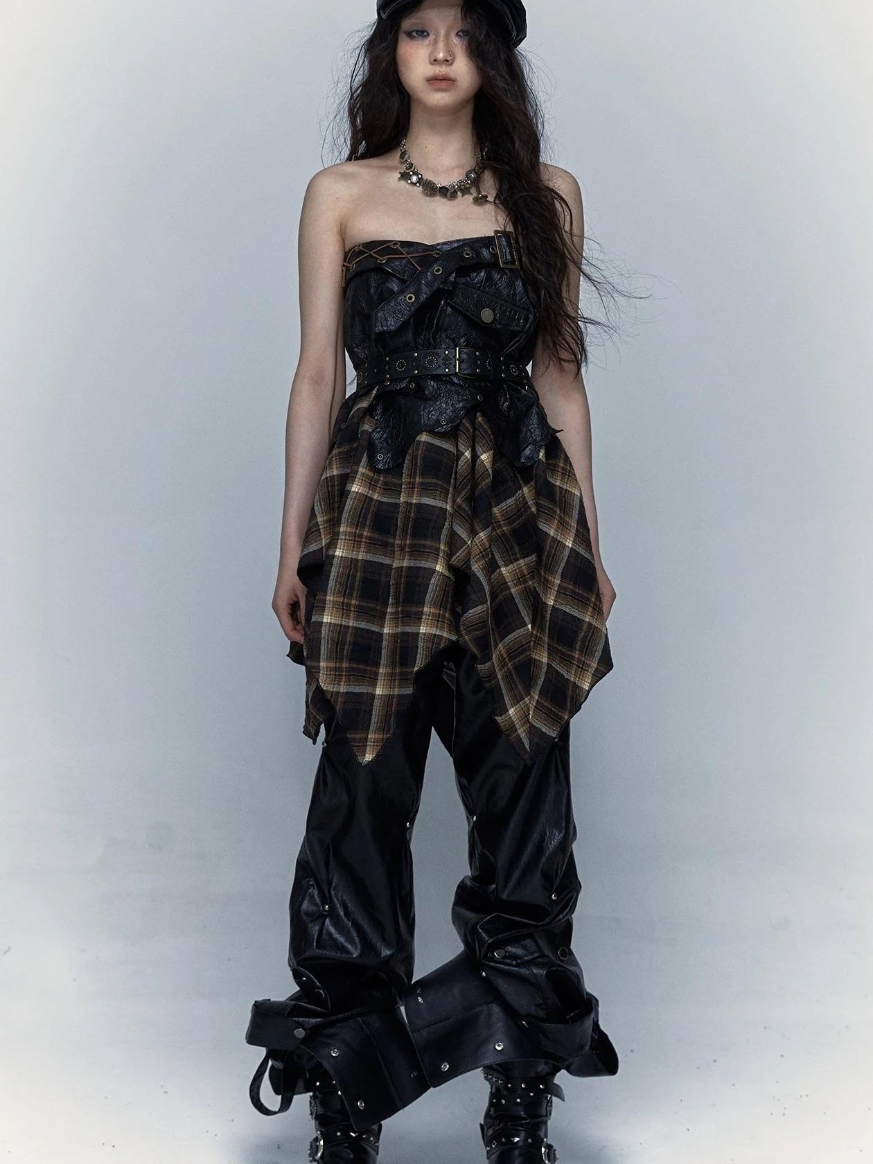 Vintage Punk Rock Cutout Corset Mini Skirt Dresses