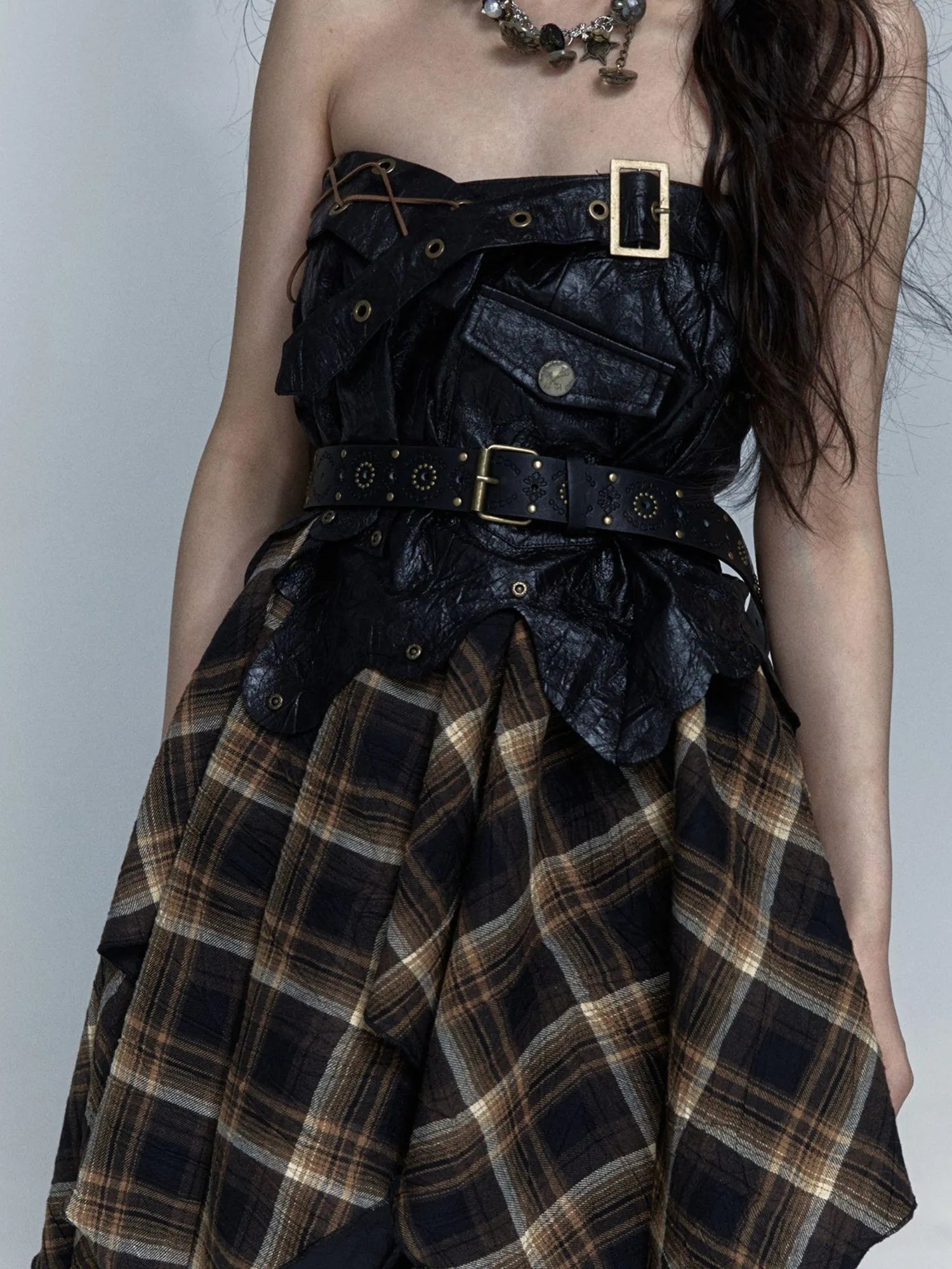 Vintage Punk Rock Cutout Corset Mini Skirt Dresses
