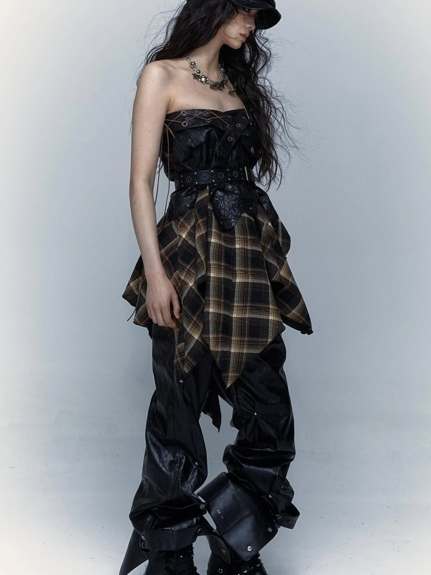 Vintage Punk Rock Cutout Corset Mini Skirt Dresses