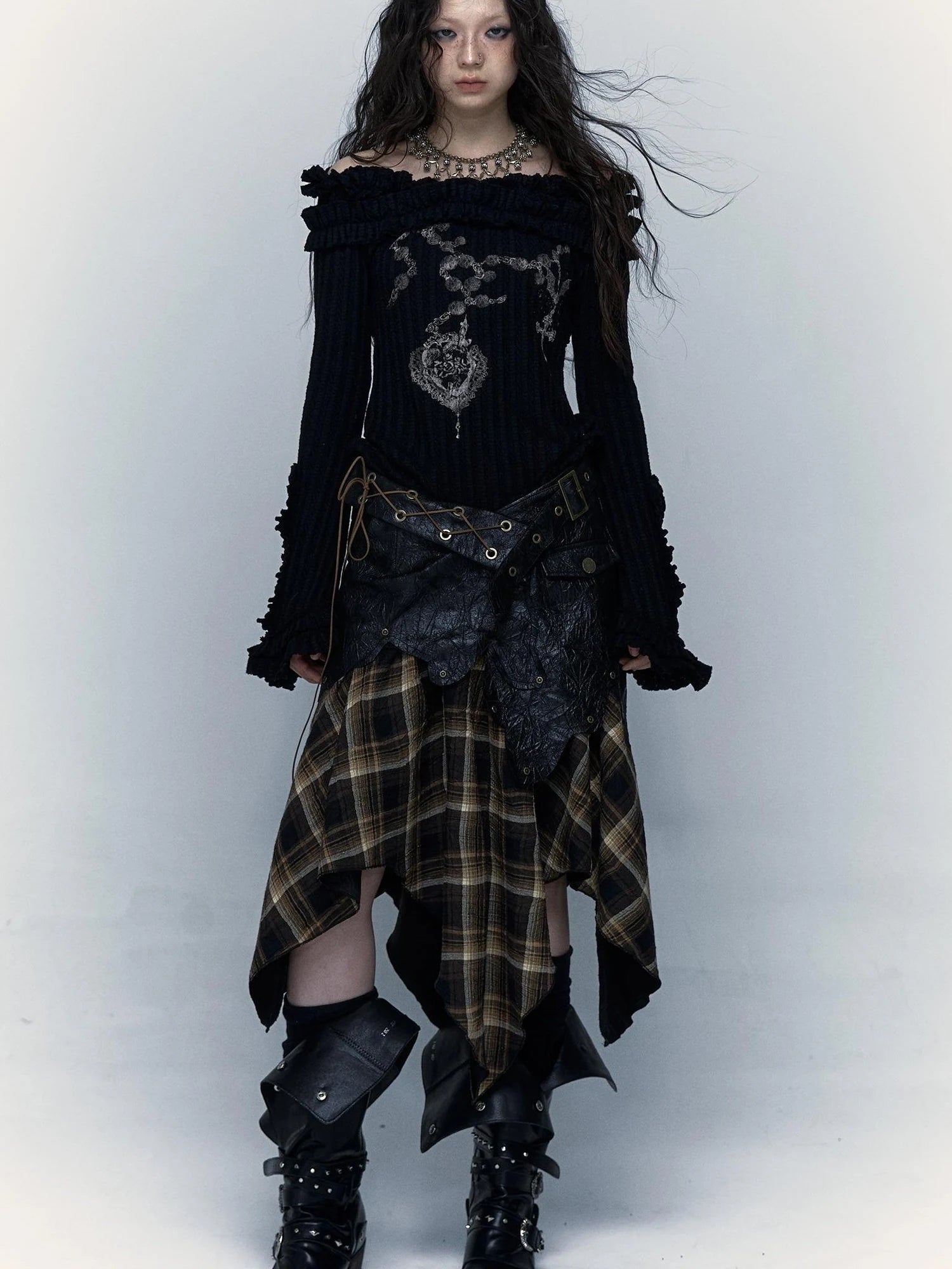 Vintage Punk Rock Cutout Corset Mini Skirt Dresses