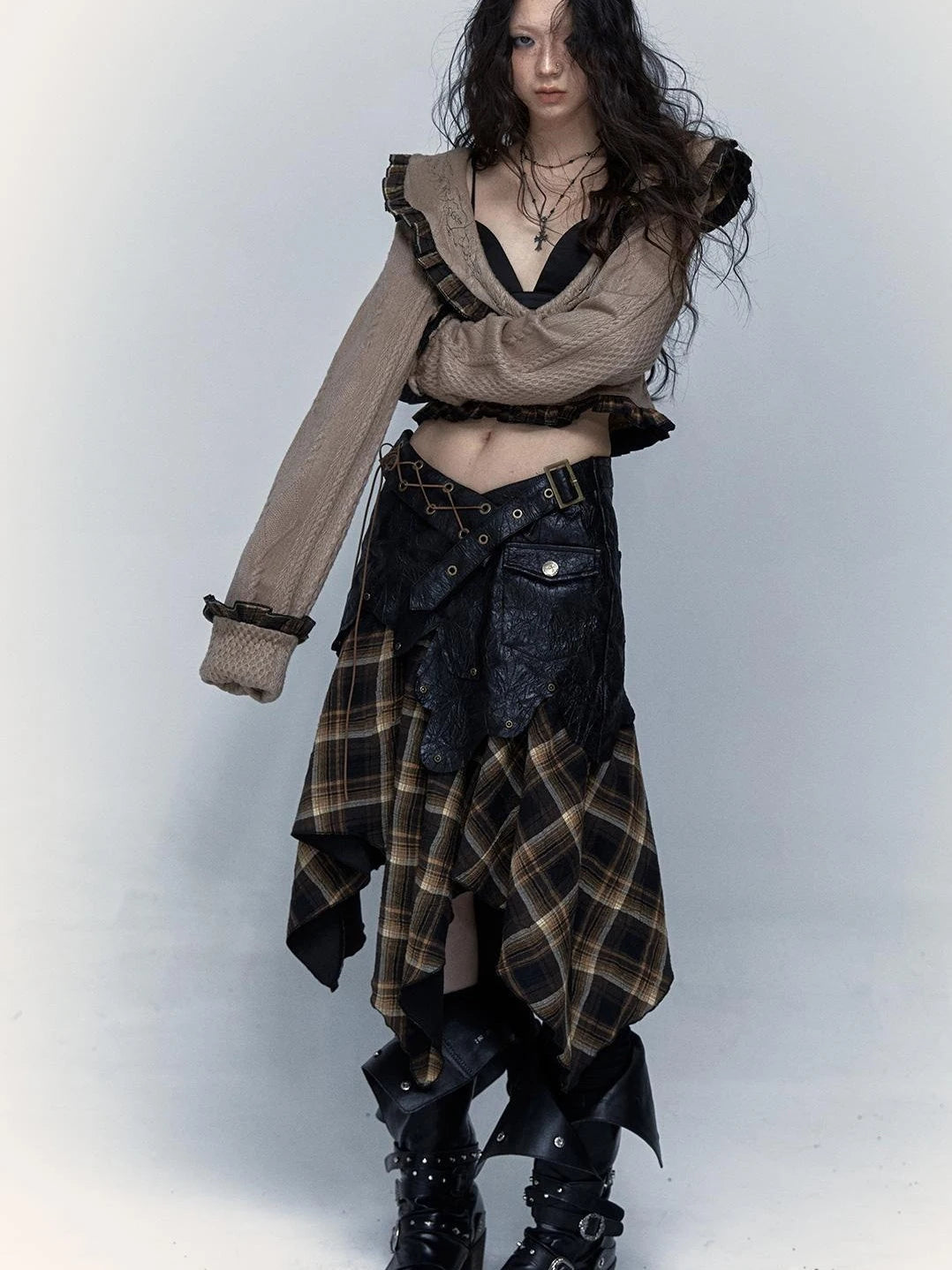 Vintage Punk Rock Cutout Corset Mini Skirt Dresses