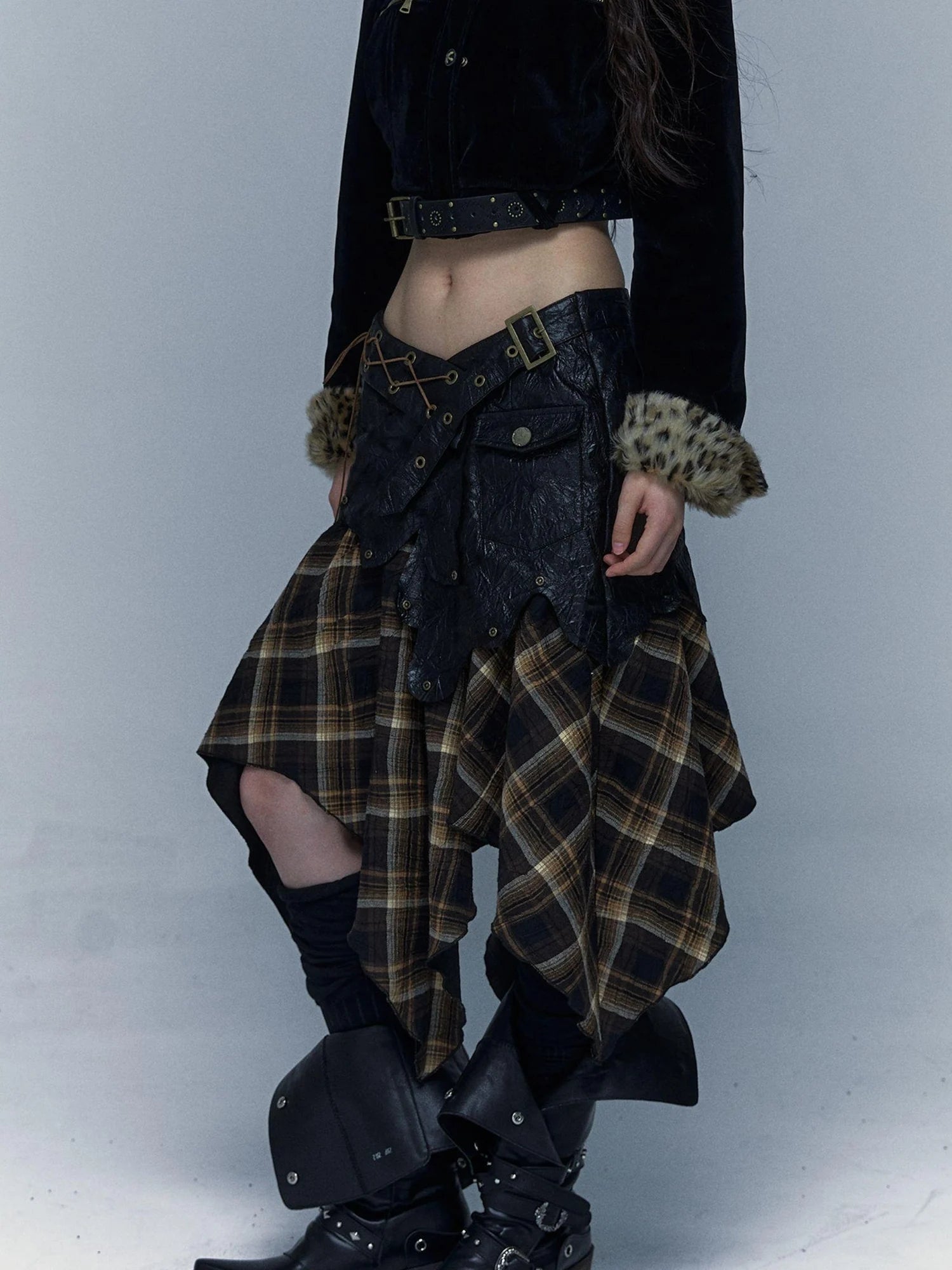 Vintage Punk Rock Cutout Corset Mini Skirt Dresses