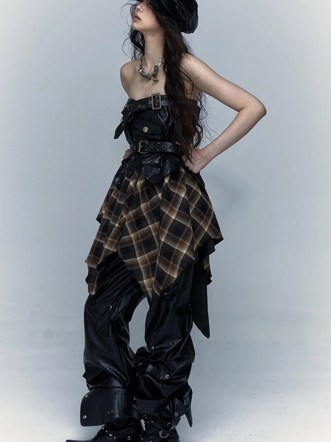 Vintage Punk Rock Cutout Corset Mini Skirt Dresses