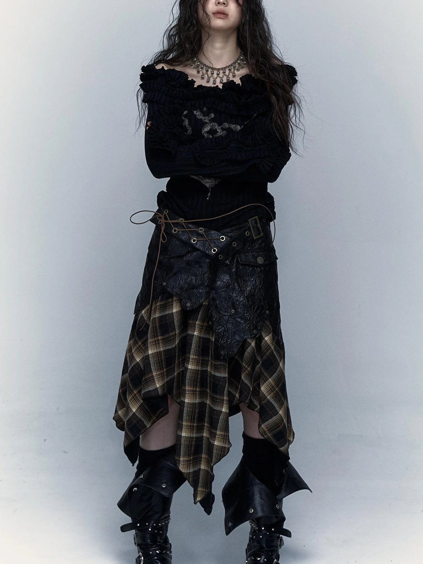 Vintage Punk Rock Cutout Corset Mini Skirt Dresses