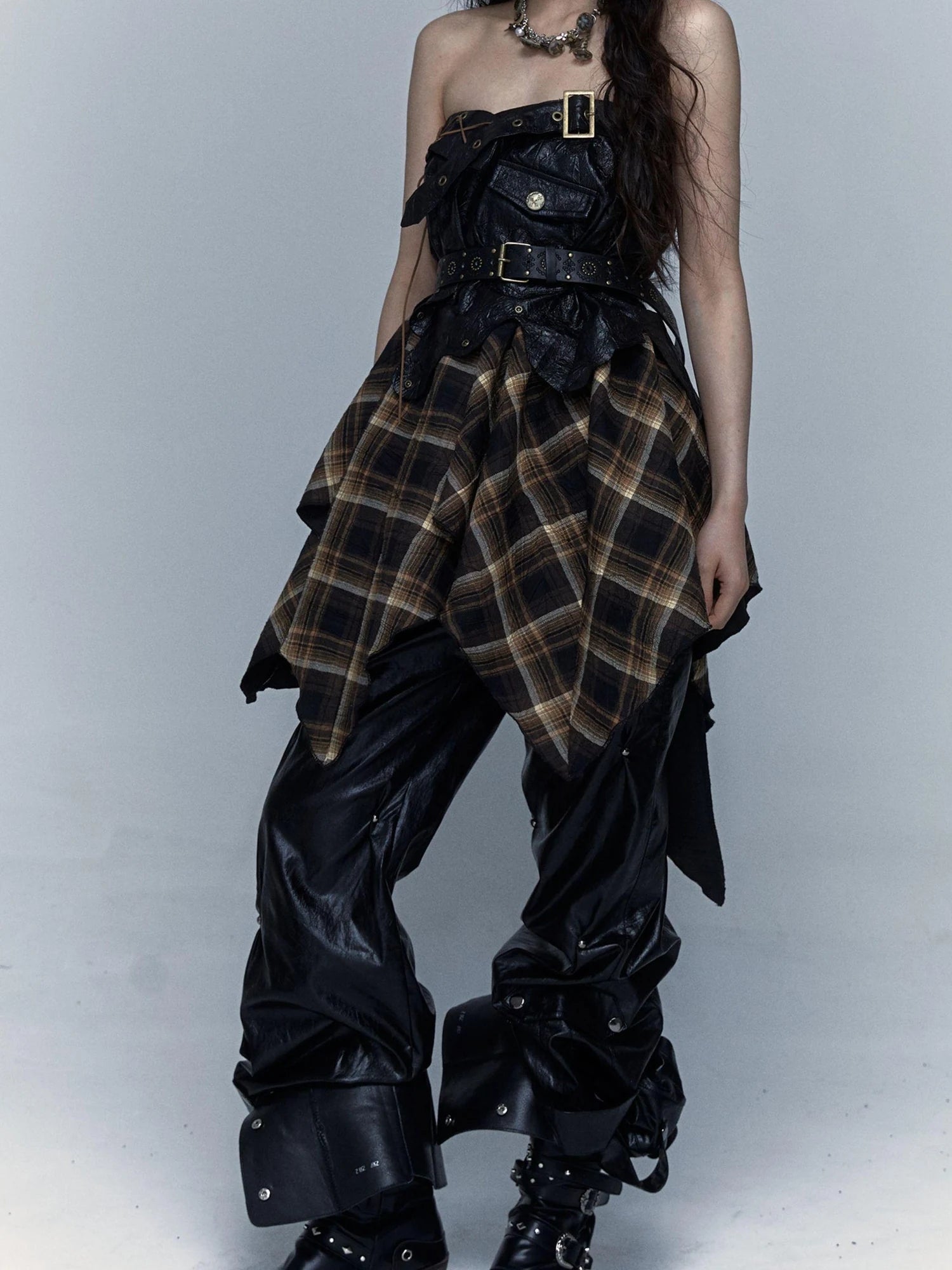 Vintage Punk Rock Cutout Corset Mini Skirt Dresses