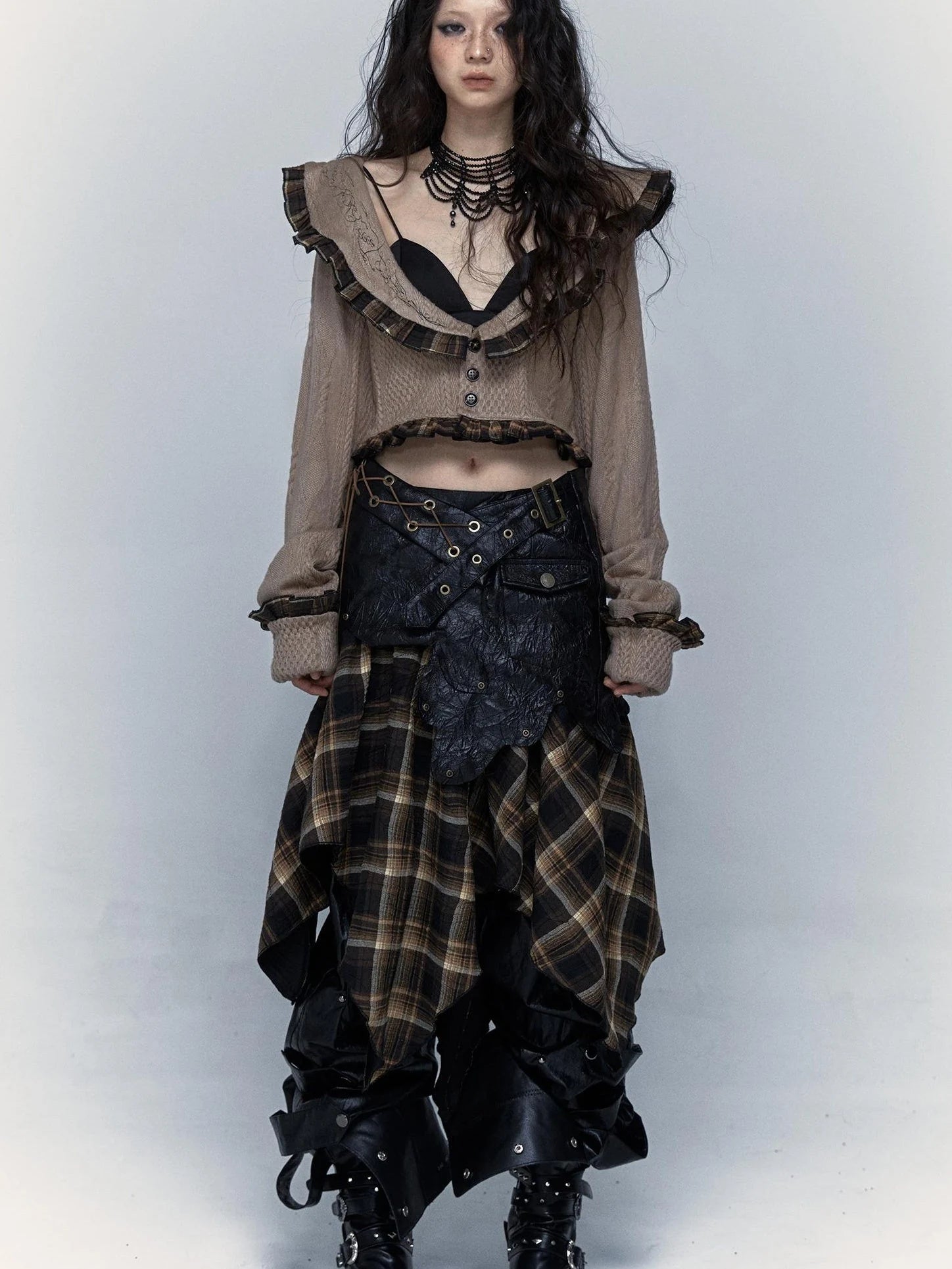 Vintage Punk Rock Cutout Corset Mini Skirt Dresses