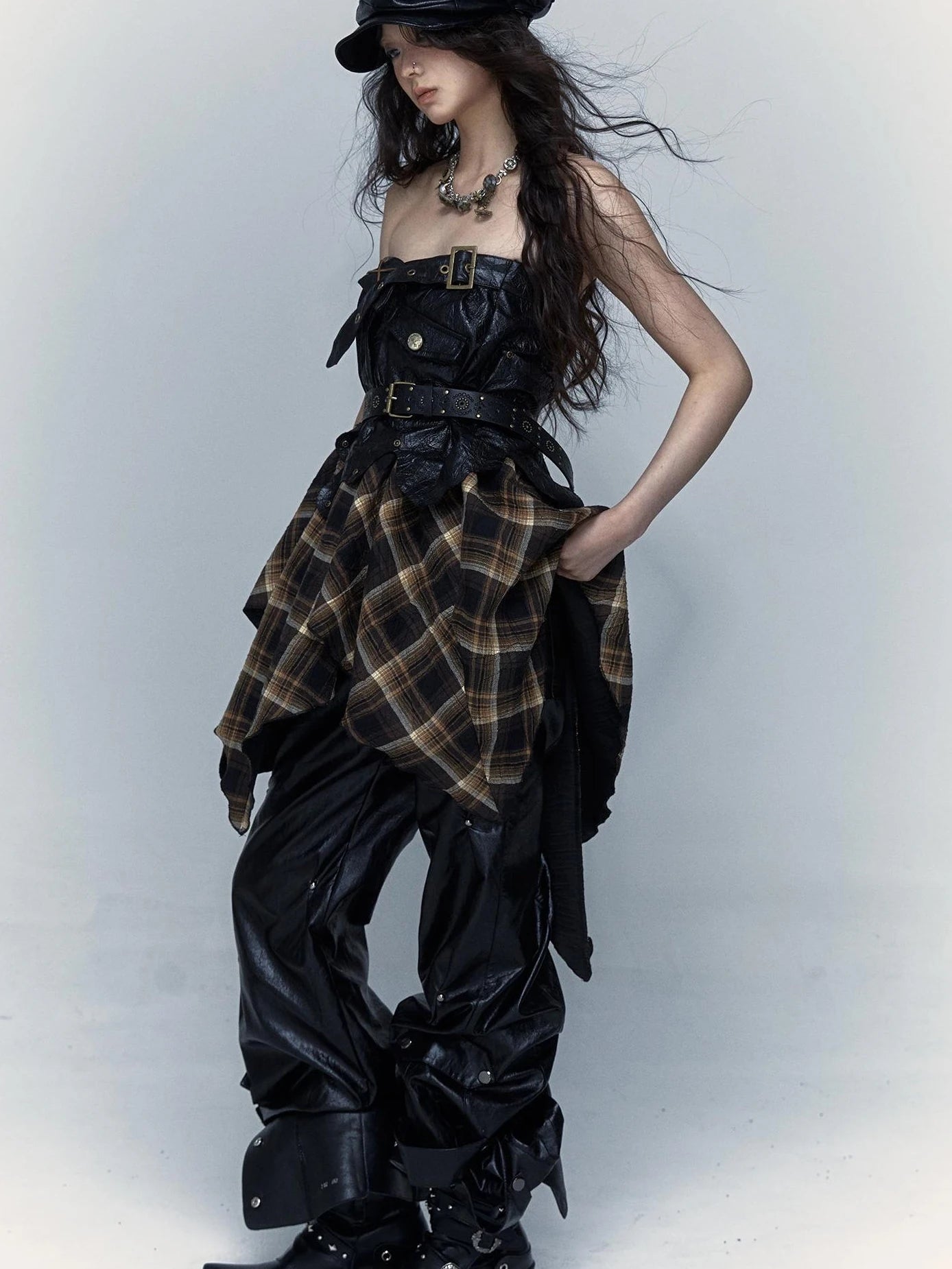 Vintage Punk Rock Cutout Corset Mini Skirt Dresses