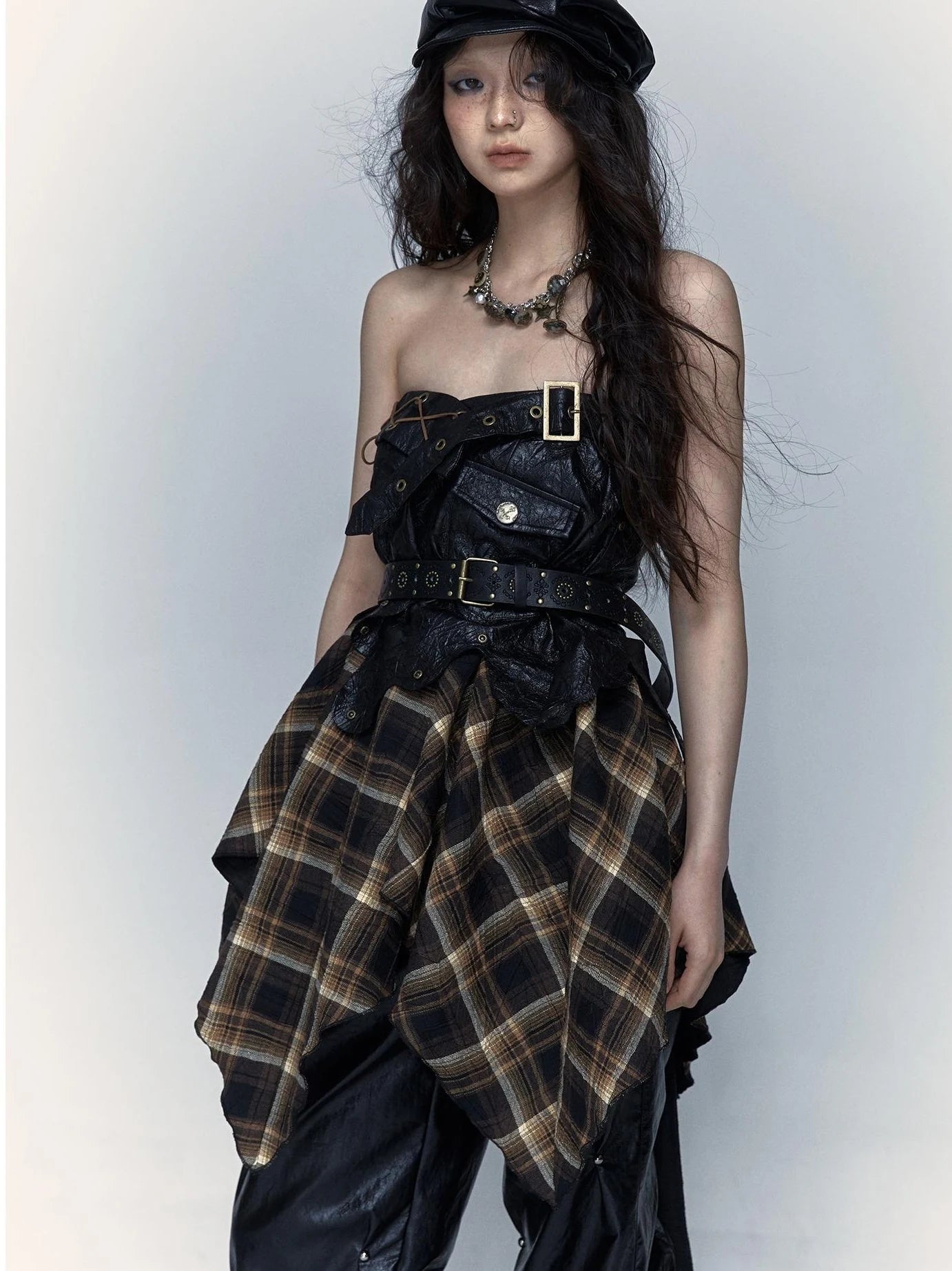 Vintage Punk Rock Cutout Corset Mini Skirt Dresses