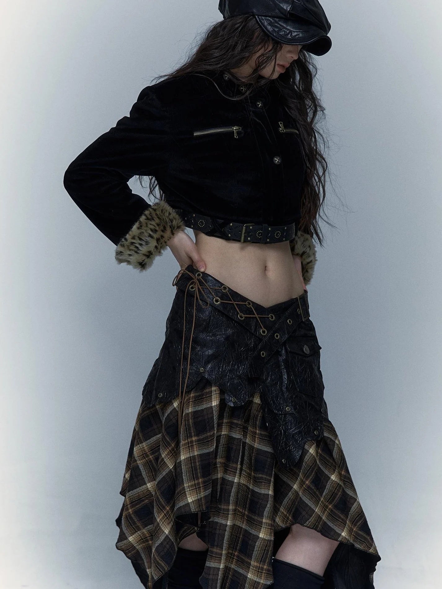 Vintage Punk Rock Cutout Corset Mini Skirt Dresses