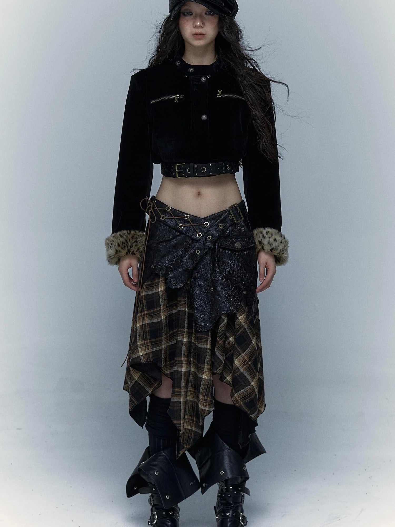 Vintage Punk Rock Cutout Corset Mini Skirt Dresses