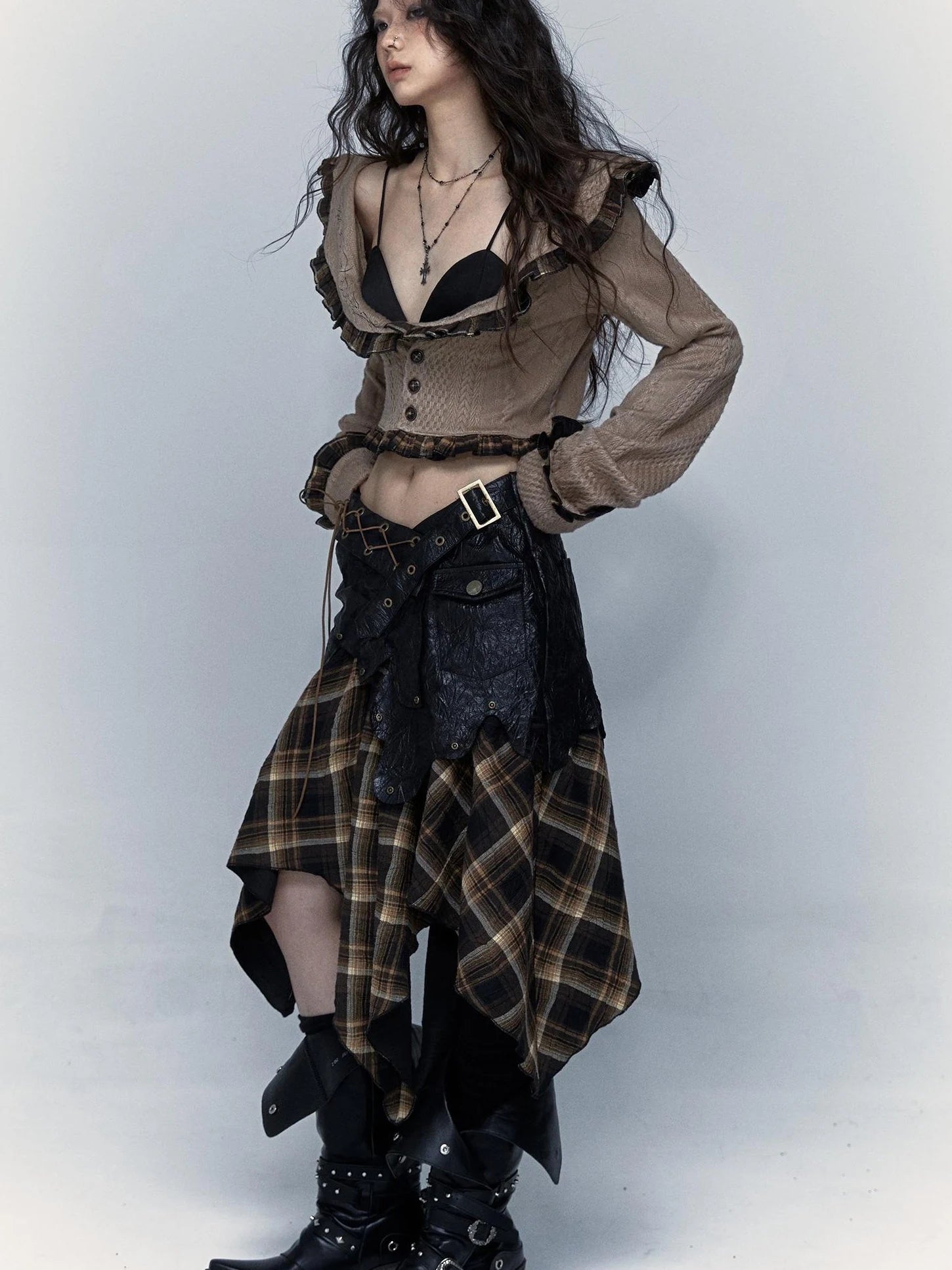 Vintage Punk Rock Cutout Corset Mini Skirt Dresses