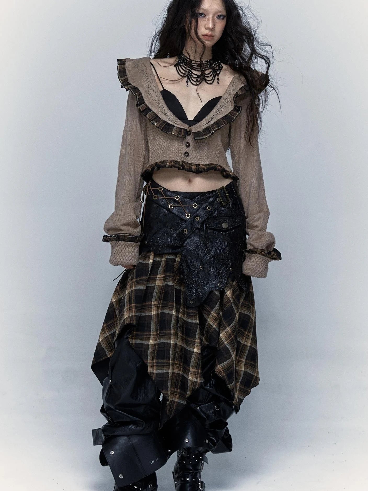 Vintage Punk Rock Cutout Corset Mini Skirt Dresses