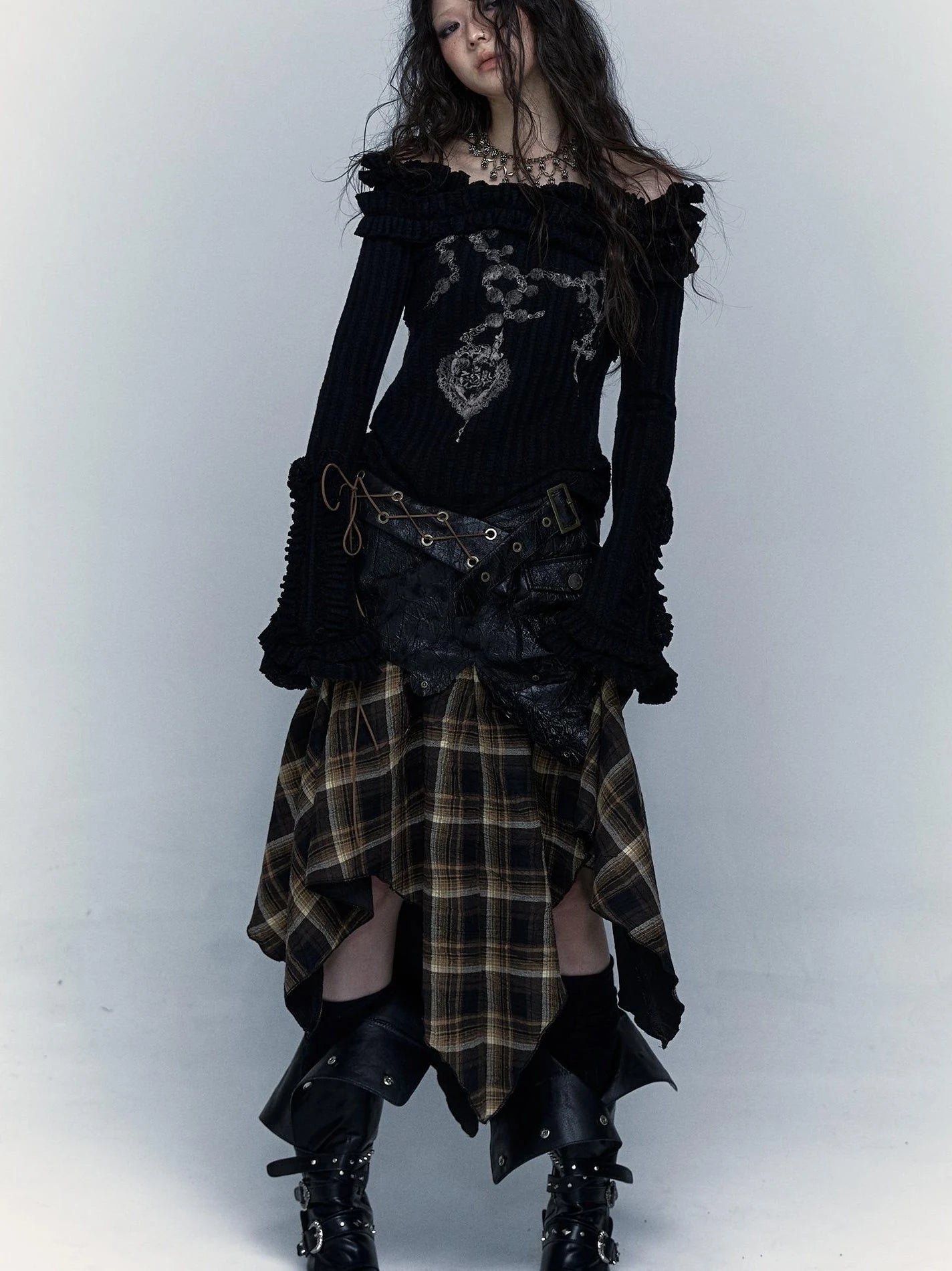 Vintage Punk Rock Cutout Corset Mini Skirt Dresses