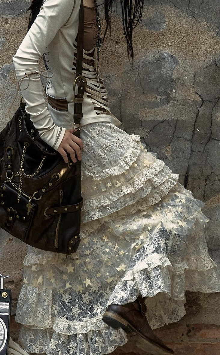 NO ROMANCE Vintage Punk Shoulder Bag With Chains & Studs For Women