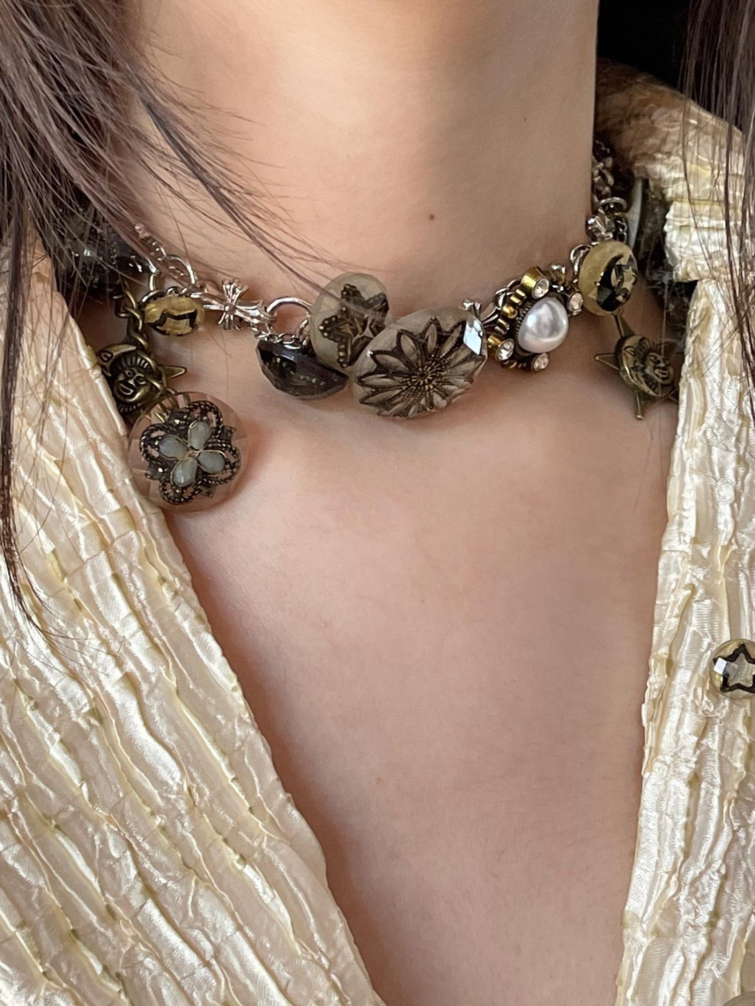 NO ROMANCE Vintage Punk Star Button Necklace For Women