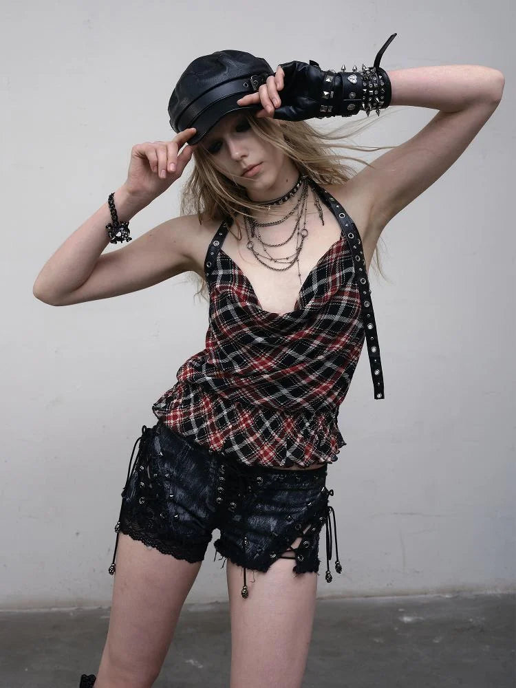 Vintage Punk Street Grunge Distressed Low-Rise Shorts