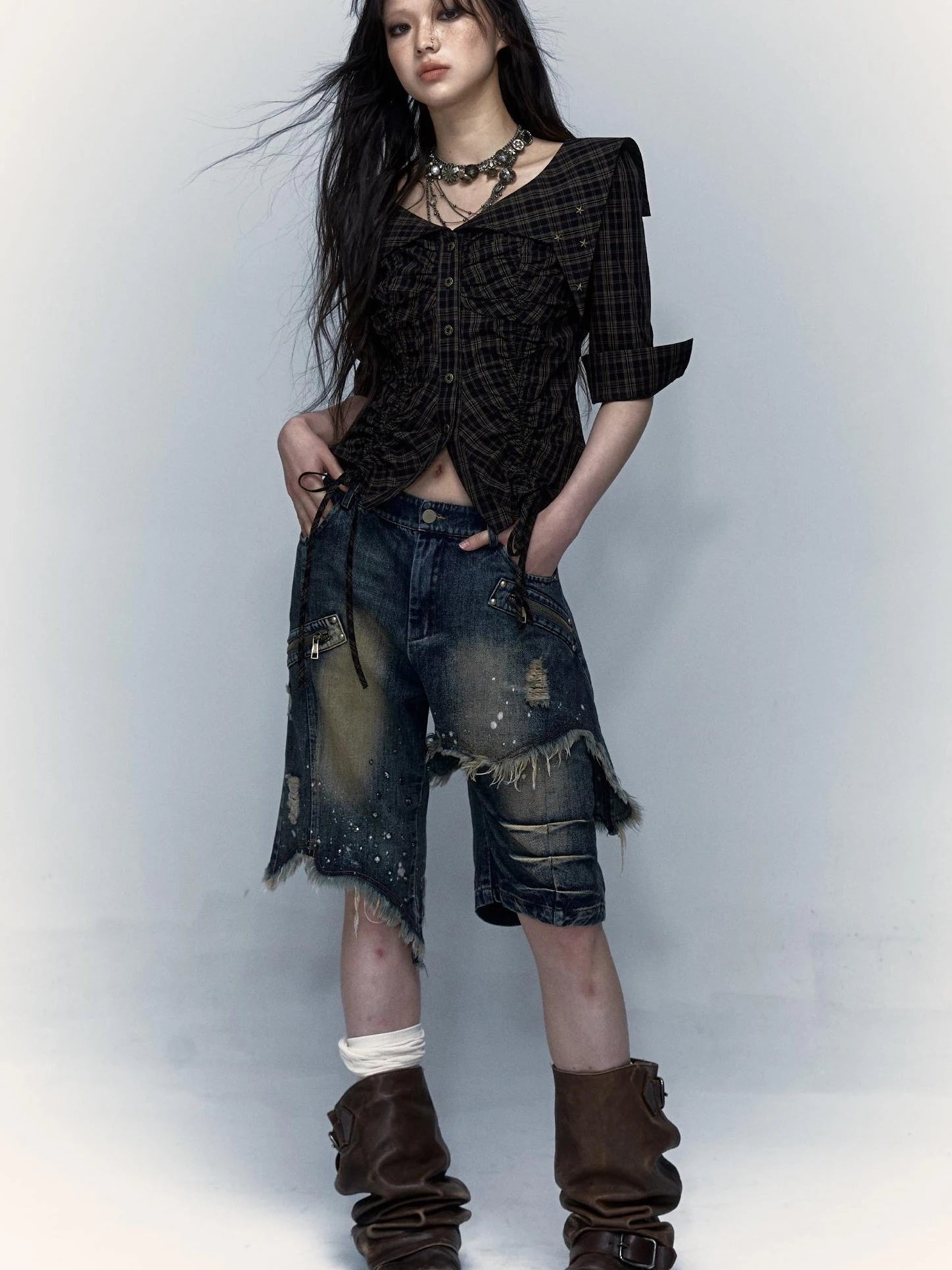 Vintage Denim Shorts  Punk Style