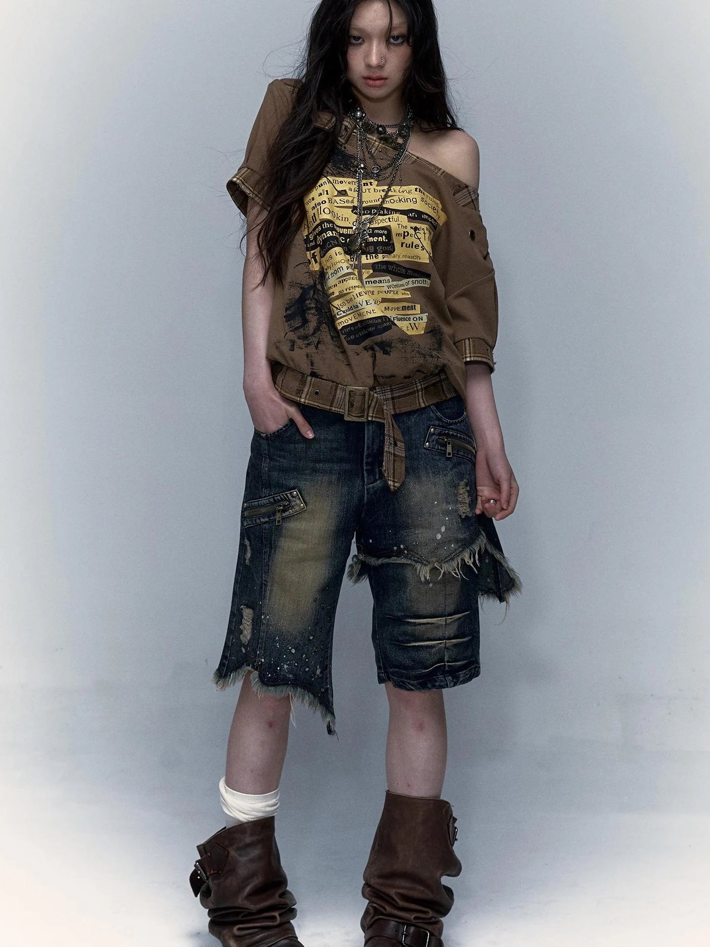 Vintage Denim Shorts  Punk Style