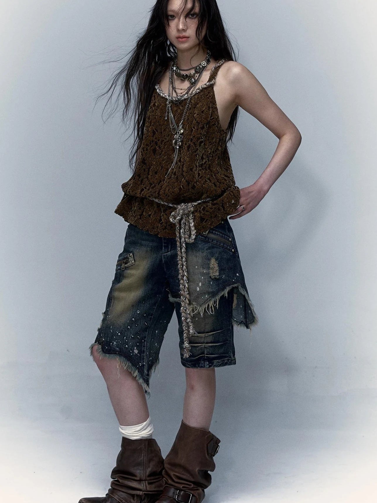 Vintage Denim Shorts  Punk Style