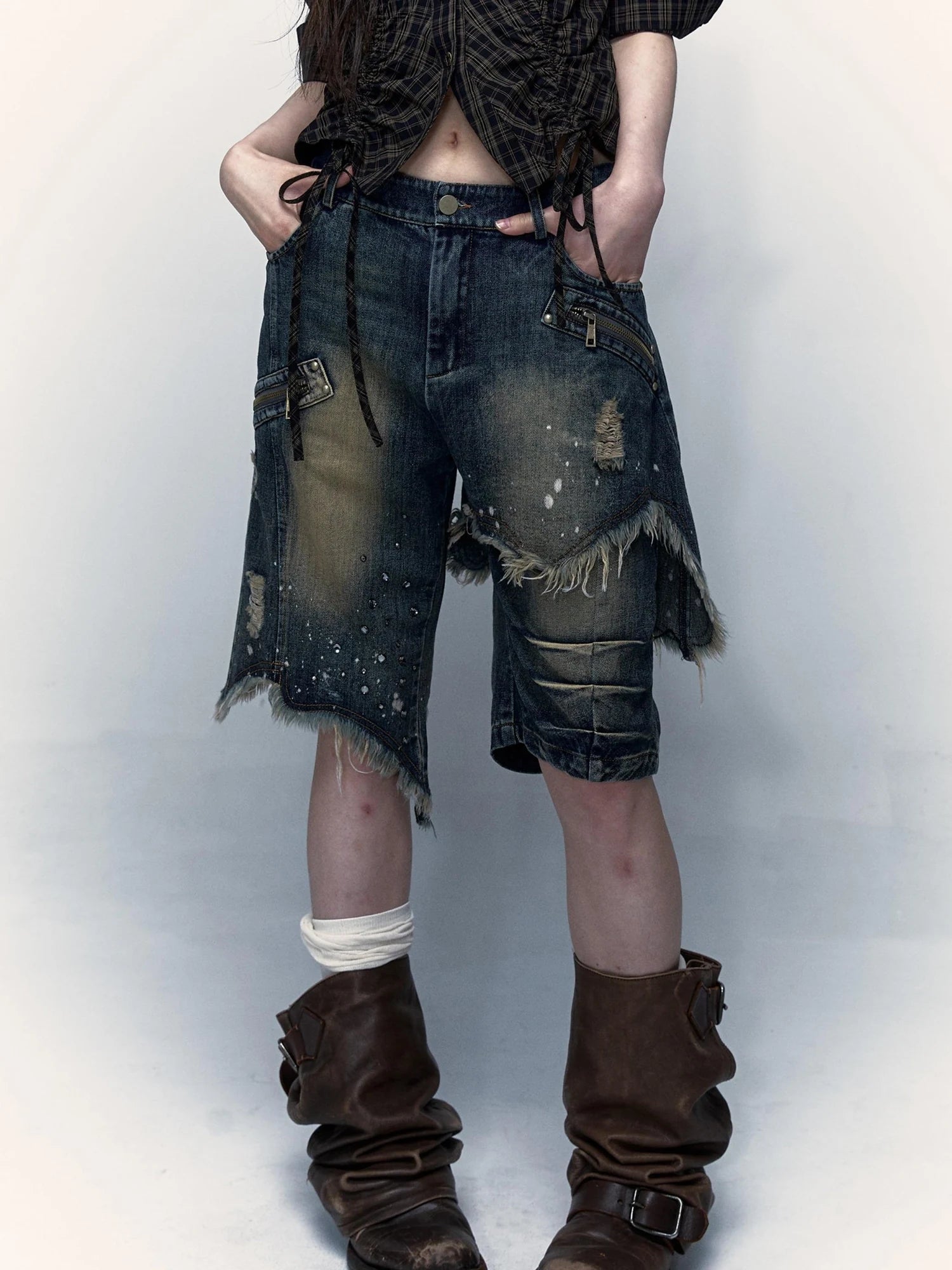 Vintage Denim Shorts  Punk Style