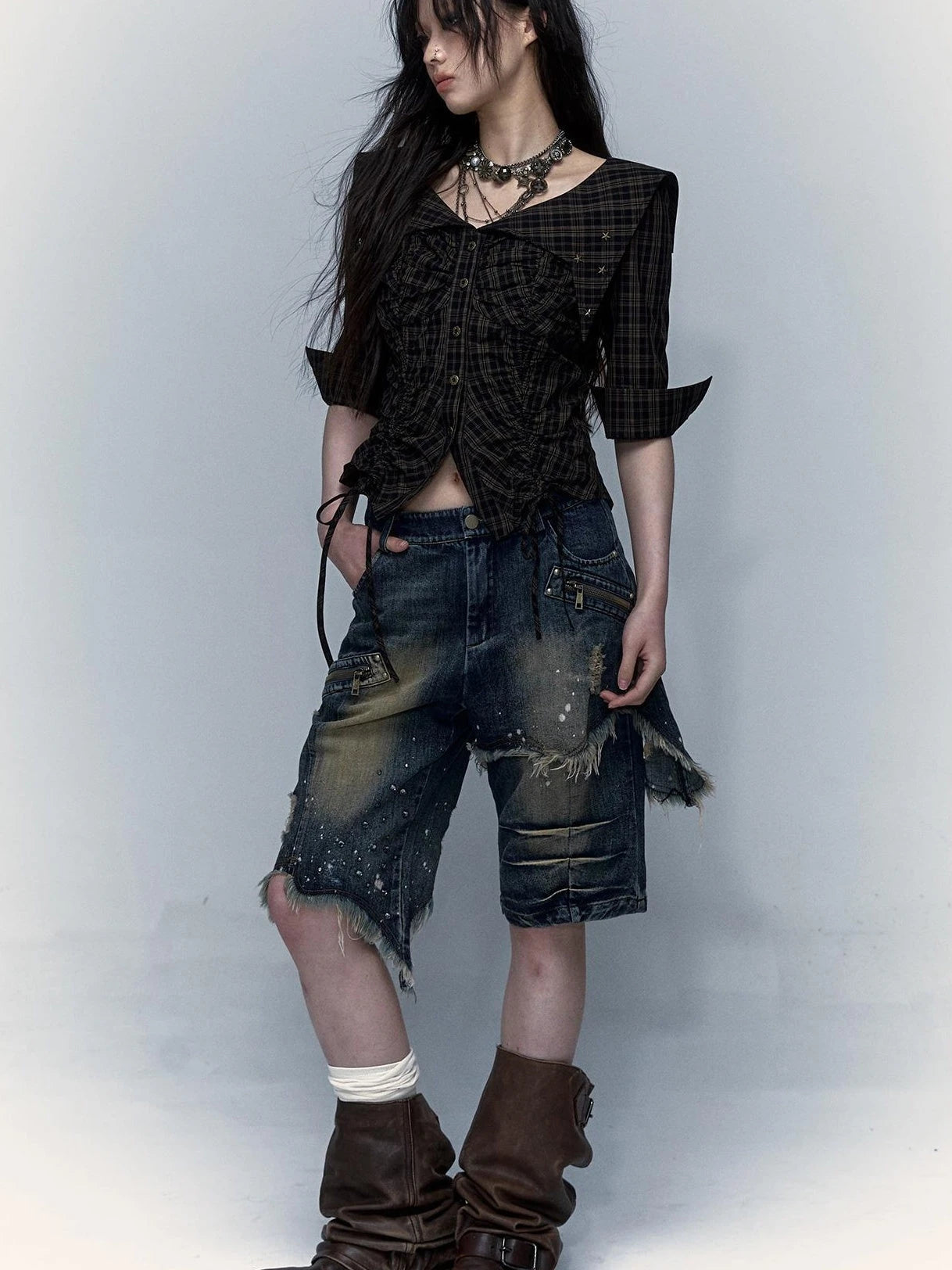 Vintage Denim Shorts  Punk Style