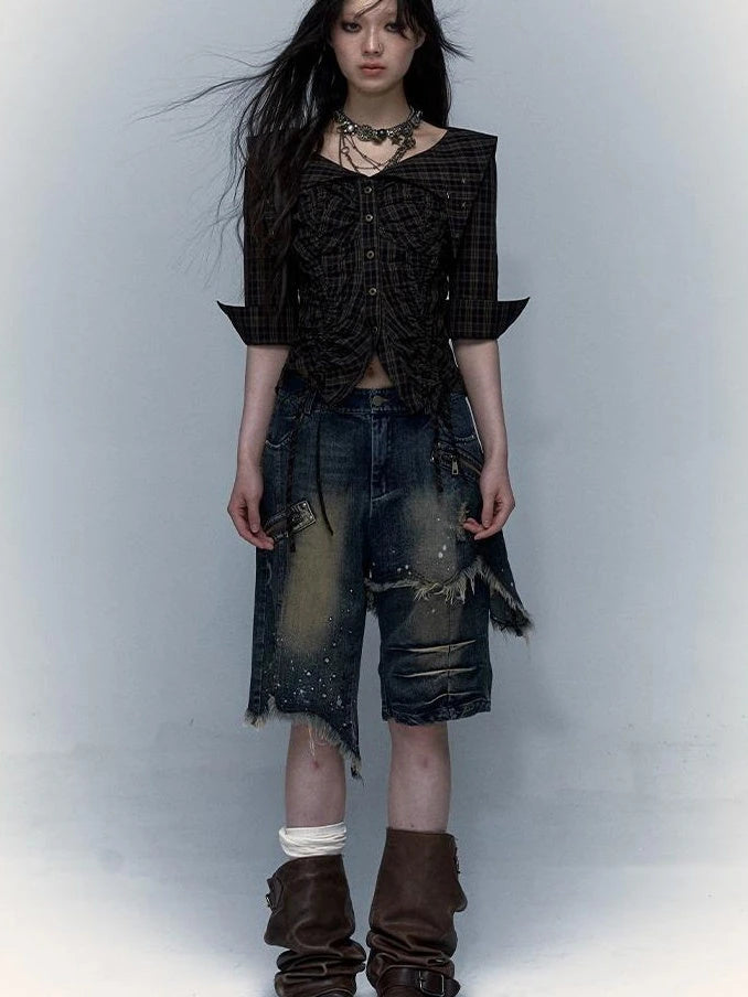 Vintage Denim Shorts  Punk Style
