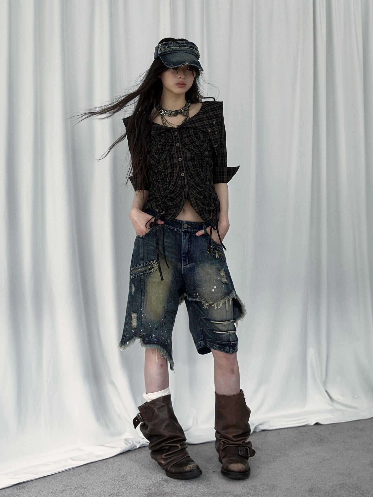 Vintage Denim Shorts  Punk Style